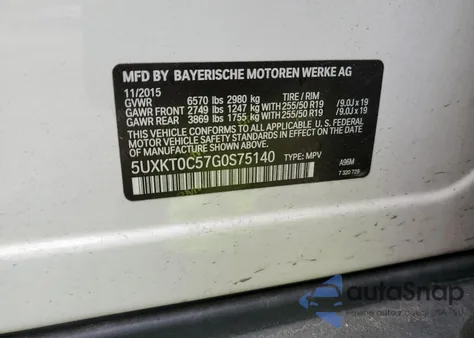 2016 BMW X5 Xdr40E z USA, uszkodzony, nr VIN 5UXKT0C57G0S75140